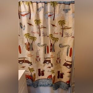 Beach Surfs Up Shower Curtain 12 Hooks Saturday Knight Ltd Tiki Ocean Nautical